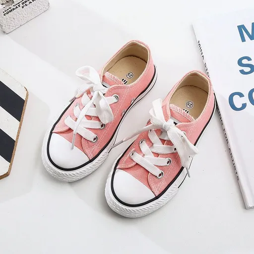 OPOEE Kids Canvas Shoes Low Top Lace Up Tender powder 23