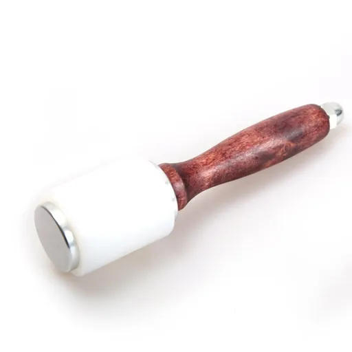 Wooden Handle Nylon Hammer, Leathercraft Carving Nylon Hammer For Stamping Sew Leather Cowhide Tool Kit（Straight leather carving hammer）