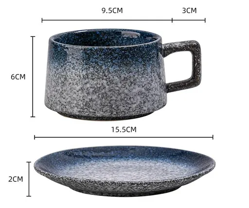 Vintage Ceramic Coffee Cup and Saucer Set - Elegant Afternoon Tea Set(Daisy Blue)