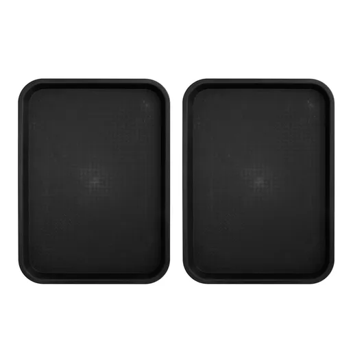 2pcs Food Tray Multifunctional Thickened Slip Resistance Chinese Fast Food Serving Tray for Dining Hall RestaurantsBlack