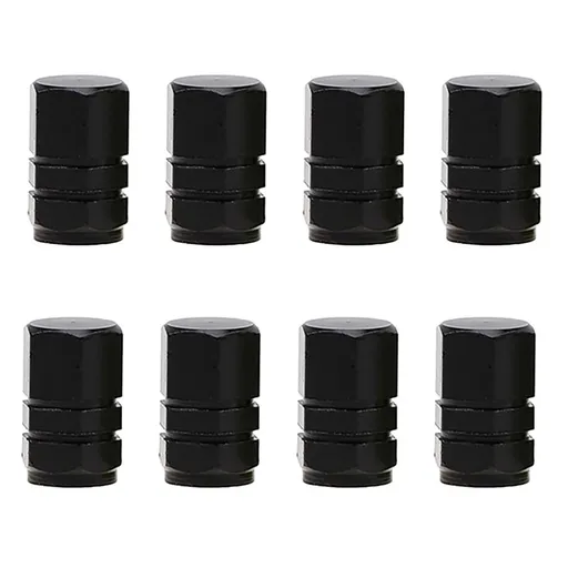 Tool Bag Stainless Steel Valve Cap Black Nut 8Pcs, 8 Tire Stem Caps Wheel Covers Car Tire Cap Hexagon Shape (Black) Black