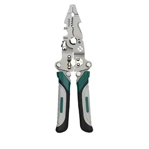 Multifunctional Folding Wire Stripper, Integrated with Wire Stripping, Crimping, Cutting, and Terminal Crimping Functions, Rubber Anti-slip Handle, Lightweight and Portable, Essential Tool for Efficient Electrician Work.