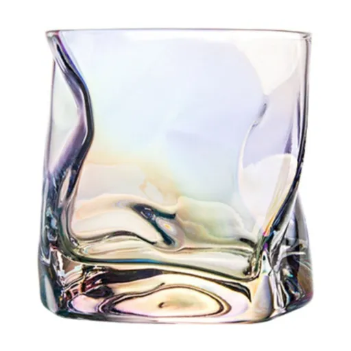 Special‑Shaped Frosted Glass Whisky Cup, Irregular Wind‑Design Drinking Cup for Home & Kitchen Use