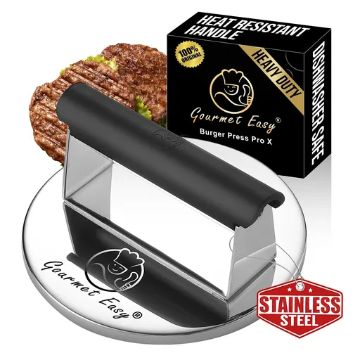 Gourmet Easy Smash Burger Press with Heat Resistant Handle, 2LBS Stainless Steel Burger Smasher
