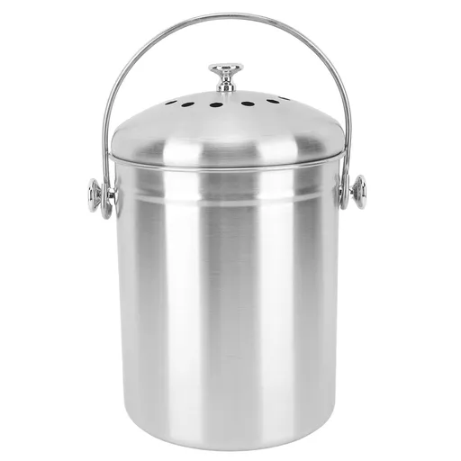 Countertop Compost Bin Round Stainless Steel Remove Odors Composting Bin with Carbon Filters for Kitchen Countertop