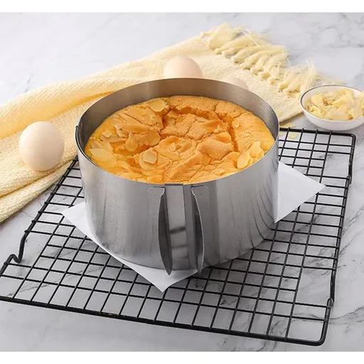 Adjustable Stainless Steel Cake Ring – 16-30cm Round Mousse Mold, 8cm Deep – Baking Tool for Cheesecake, Pastry & Desserts