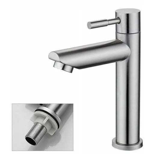 Bathroom Faucet Cold Water Only Sink Faucet Chrome Plated Surface Durable Copper Hand Wash Faucet Removable Aerator Cartridge Convenient to Clean or
