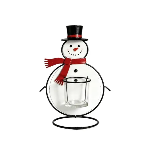 Christmas Snowman Candle Holder, Holiday Table Decor, Unique Festive Candle Stand, Warm Ambience Lighting, Ideal Christmas Home Decoration, Gift for Family and Coworkers