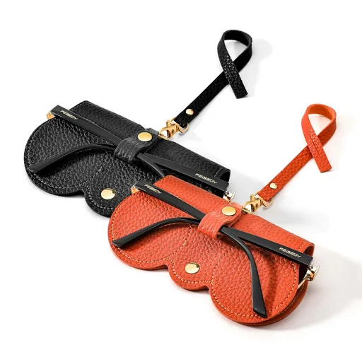 2Pack Soft Leather Sunglass Bag, Holder Eyeglasses Case, Portable Glasses Pouch With Button Clip Wrist Strap