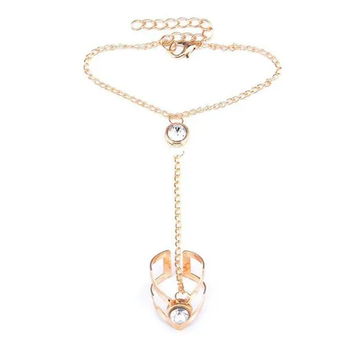 Geometric Hollow Arrow Ring Bracelet Integrated Creative Finger Chain Set Chain - Gold