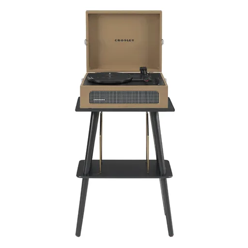 Crosley Voyager Bluetooth Portable Turntable + Entertainment Stand Bundle - Tan