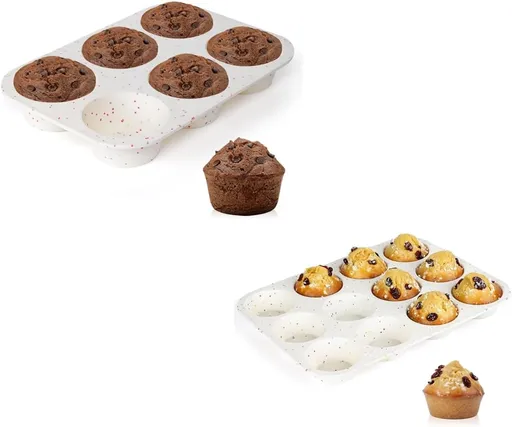 Silicone Jumbo Muffin Pan 6 Cups & Regular Size 12 -