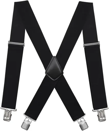 Mens Suspenders X-Back 2" Wide Adjustable Solid Straight Clip Suspenders