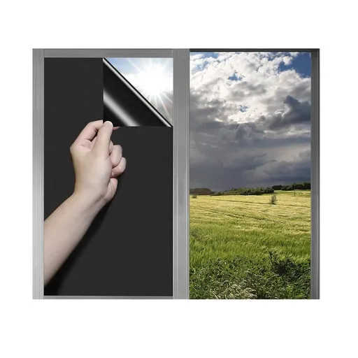 50cmx5m Self-adhesive window film mirror reflective for sun protection UV protection and privacy blocks heat and UV radiation, Black