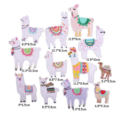 12 Pcs Cute Alpaca Embroidery Patches Sew Iron On Patch Applique Badge DIY Decoration or Repair for Clothing,Backpack,Shoes