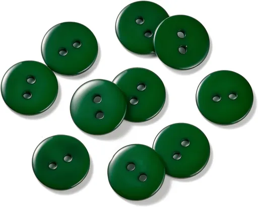 10pcs 15mm Resin Sewing Button,2 Holes Round Craft Decorative Buttons for Coat,Clothes Holiday Decoration DIY Accessories(Dark Green 5/8inch)