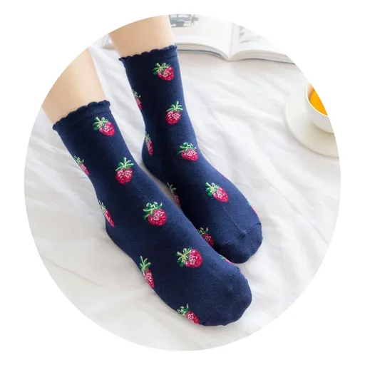 Hod Health & Home Strawberry Milk Socks - Navy Dainty Berry