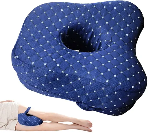 Orthopedic Knee Pillow Ergonomic Leg Alignment Support With Breathable Washable Cover For Side Sleepers And Pregnancy Blue, 24 x 21 x 13 cm