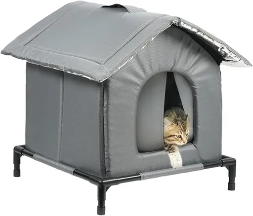 1 Pack Gray Cat and Dog Bed, Waterproof Insulated Durable Pet House Compatible with Cats and Dogs, 36x36cm