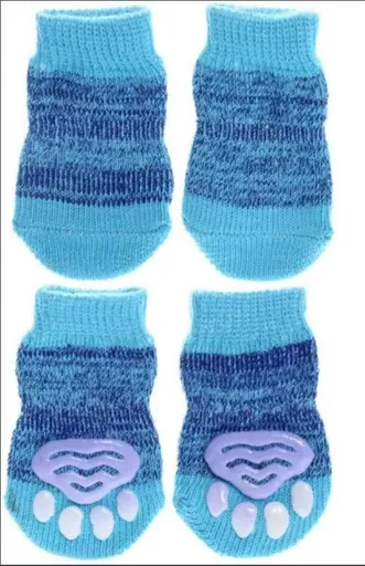 Foot art mouse Pet Socks Cartoon Anti Slip Haze blue socks L [recommended foot width is about 4.5] 6-11kg within