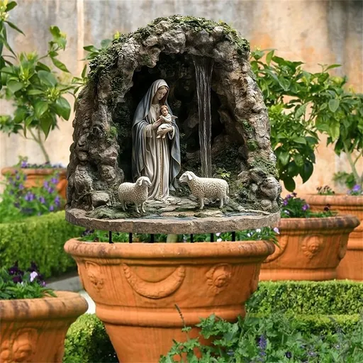 Weatherproof 2D Acrylic Mary Garden Stake, Printed Madonna Lamb Statue Yard Insert Matching Mary Statue For Patio Potted flora Religious Decor