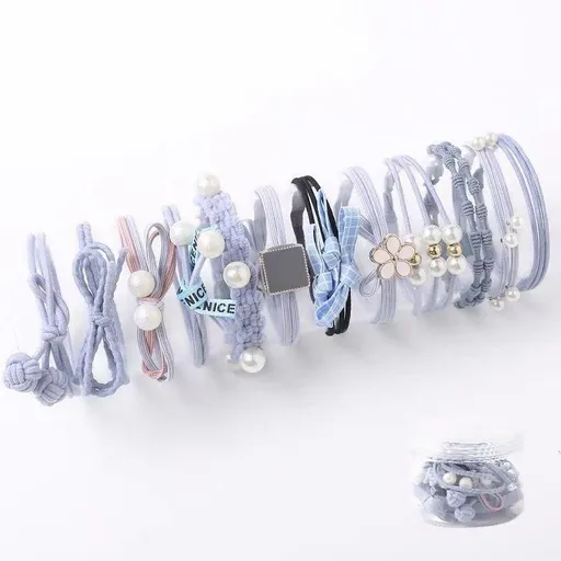 Women Elastic Hair Band Ponytail Holder Girl Rubber Rope Ties Gum Headwear Craft - Blue