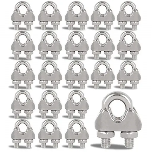 40 PCS 1/4" Stainless Steel Wire Rope Cable Clip Clamp M6 Wire Rope Clamp Wire Rope Cable Clip Clamp U Bolt Saddle Fastener