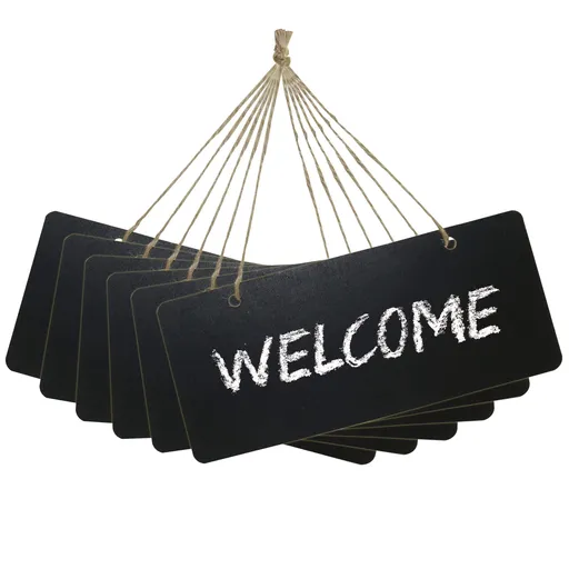 Chalkboard Hanging Signs Erasable Wood Rectangle Small Vintage Rustic Blackboard Message Memo Display for Wedding, Bar, Restaurant, Kitchen Pantry & Wall Decor, 6 Pack