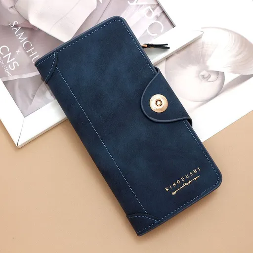 2Pcs Blue Matte Long Wallet