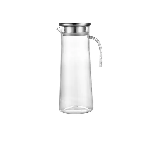 1 L Borosilicate Glass Pitcher with Lid, Heat Resistant Clear Jug for Hot and Cold Water, Milk, Iced Tea and Juice, 27 x 9 cm