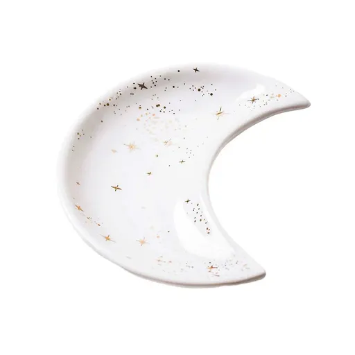 Moon Shaped Decorative Plate Fruit Tray Jewelry Storage Rack Dip Saucer for Home - 02