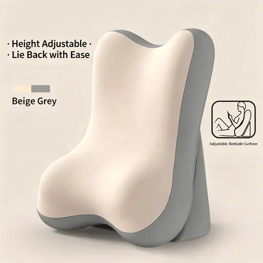 Multi-Use Split Bed Back Cushion Neck & Waist Support Pillow for Reading Phone Use Beige Grey Color Block Standard Popular Christmas Holiday Gift