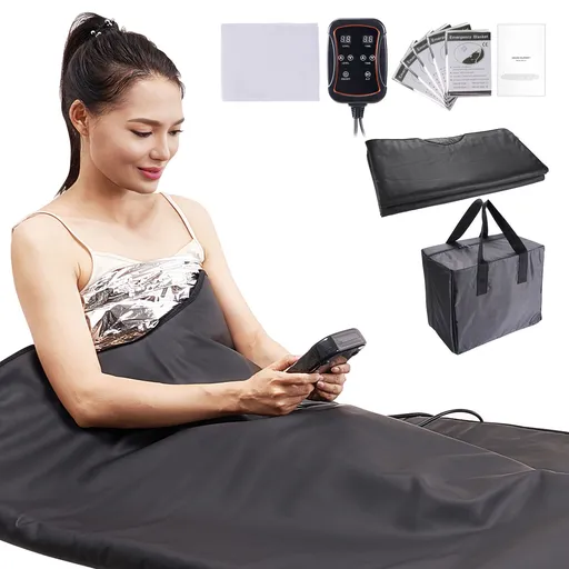 Sauna Blanket for Detoxification, Portable Far Infrared Sauna for Home Relaxation, 1-6 Level Adjustable Temprature Rannge 35-85°C, 1-60 Minutes Timer,1800x800mm