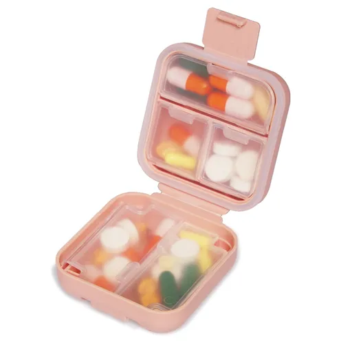5 Compartments Portable Moisture Proof Small Pill Case for Pocket Purse Travel Pill Box Portable Medicine Holder Container (Pink)