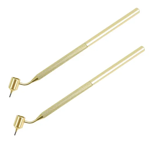 Fine Line Painting Pen, 2 Pieces Fluid Writer Paint Pen Slanted Fine Line Precision Paint Touch Up Pen, Portable Drawing Gold