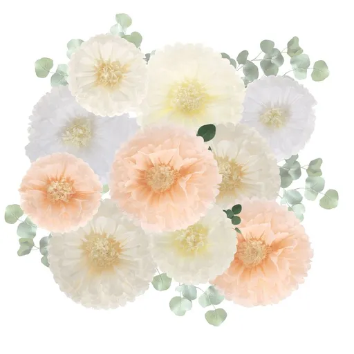 10Pcs Paper Flowers Decoration 17.7" and 11.8" Tissue Flower Multi Color Versatile Party Decor for Wedding Baby Shower and Celebration