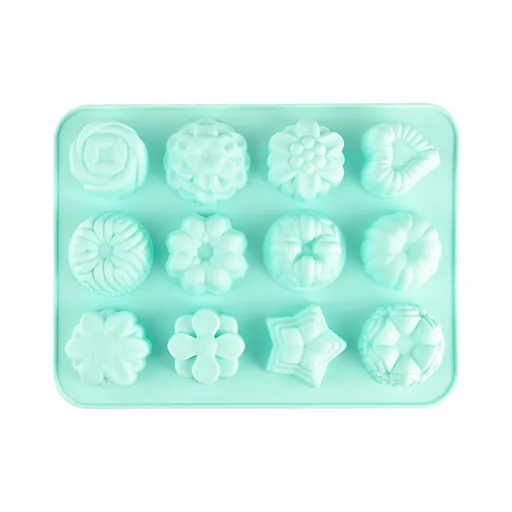 12 Different Flowers And Grass Shaped Silicone Moon Cake Molds Handmade Soap Aromatherapy Molds Ice Grids