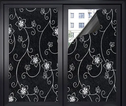 Window Film - Blackout Window Film - Blackout Window Film - Sun Protection - Anti-glare - Adhesive Window Film - Blackout Cloth - Black - Including scraper - Easy installation - Window sticker - 45x100cm - Supplied with self-adhesive backing - C