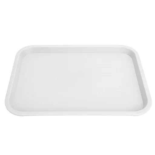 Fast Food Tray PP Rectangular Thick Slip Resistant Multi Purpose Food Service Tray for Restaurant CanteenWhite