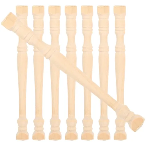 Set of 8 Realistic Khaki Wood Pillars for Dollhouse Decoration and Craft Projects