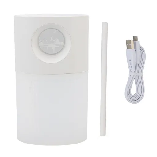 Mini Humidifier Quiet USB Rechargeable Fine Mist Portable Desktop Humidifier with Night Light for Home Office 350ml White