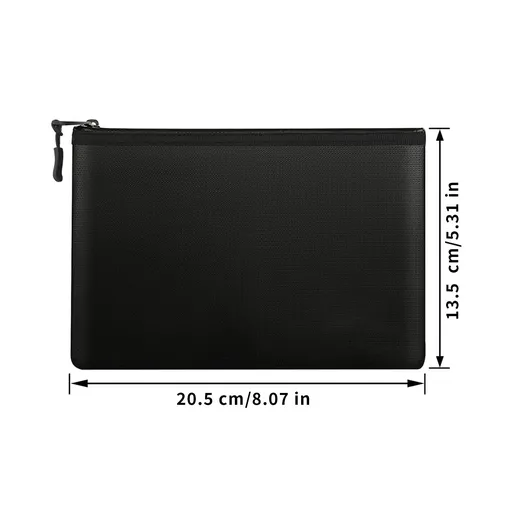 Fireproof Document Zipper Bag (20.5 X 13.5CM) - Waterproof & Heat Resistant Silicone Fiberglass Storage Pouch and Money Bag for Passport Card and Valuables