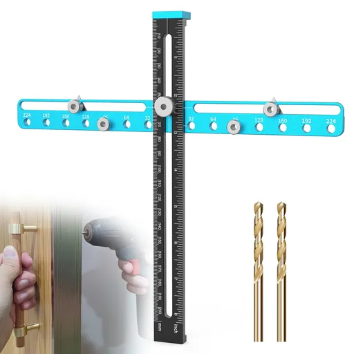 Cabinet Hardware Doweling Jig, Adjustable Cabinet Handles Install Template Tool, Dual-Use Design Punch Locator Drill Template