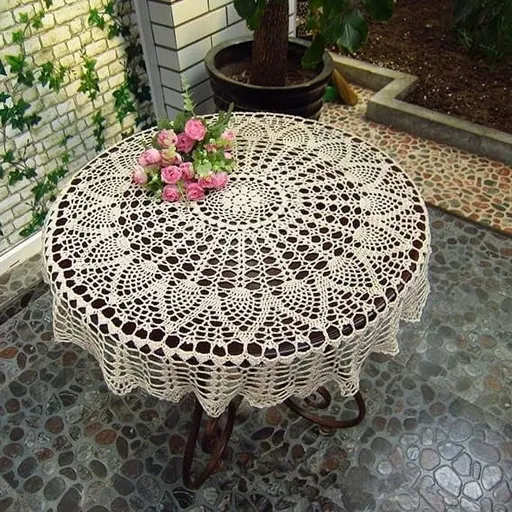 Vintage Round Tablecloths Beige/White Handmade Crochet Heritage Cotton Table Cover Round Table Topper Wedding Home Party Decor(27-40inch)