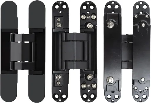 6 inch Hidden Door Hinges Invisible Hinges Concealed Hinges Zinc Alloy 180 Degree Swing Hinge 3 Way Adjustable Butt Hinge 6 x 2.5 x 1 inch (Black Pack of 3)
