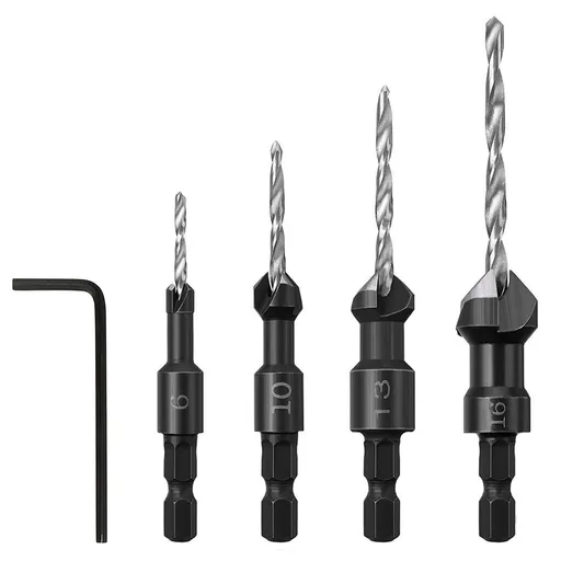 Countersink Drill Bits Set - 1/4 Inch Hex Shank Tapered Drill Bits, Quick Change Wood Woodworking Counter Sinker Drill Bit