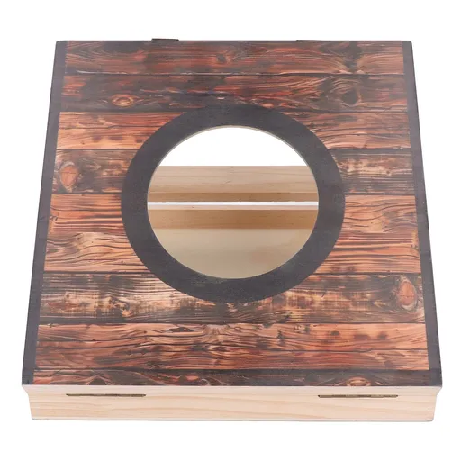 Cornhole Game Set Portable Foldable Interactive Water Resistant Bean Bag Toss Game for Party Camping Outdoor Backyard Black Circle