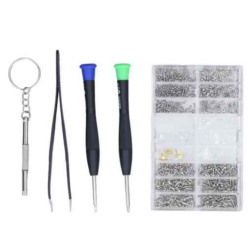 Eyeglass Repair Kit Tiny Stainless Steel Sunglass Screws Repair Kit with Screwdriver Tweezer for Watches Glasses
