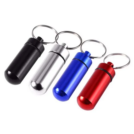 Waterproof Aluminum Pill Holder with Keychain Outdoor Medicine Bottle Seal First Aid Drug Holder Pill bottle