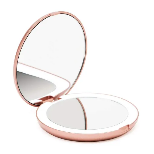 LED Lighted Travel Makeup Mirror, 1x/10x Magnification - Daylight LED, Compact, Portable, Wide Illuminated Folding Mirror